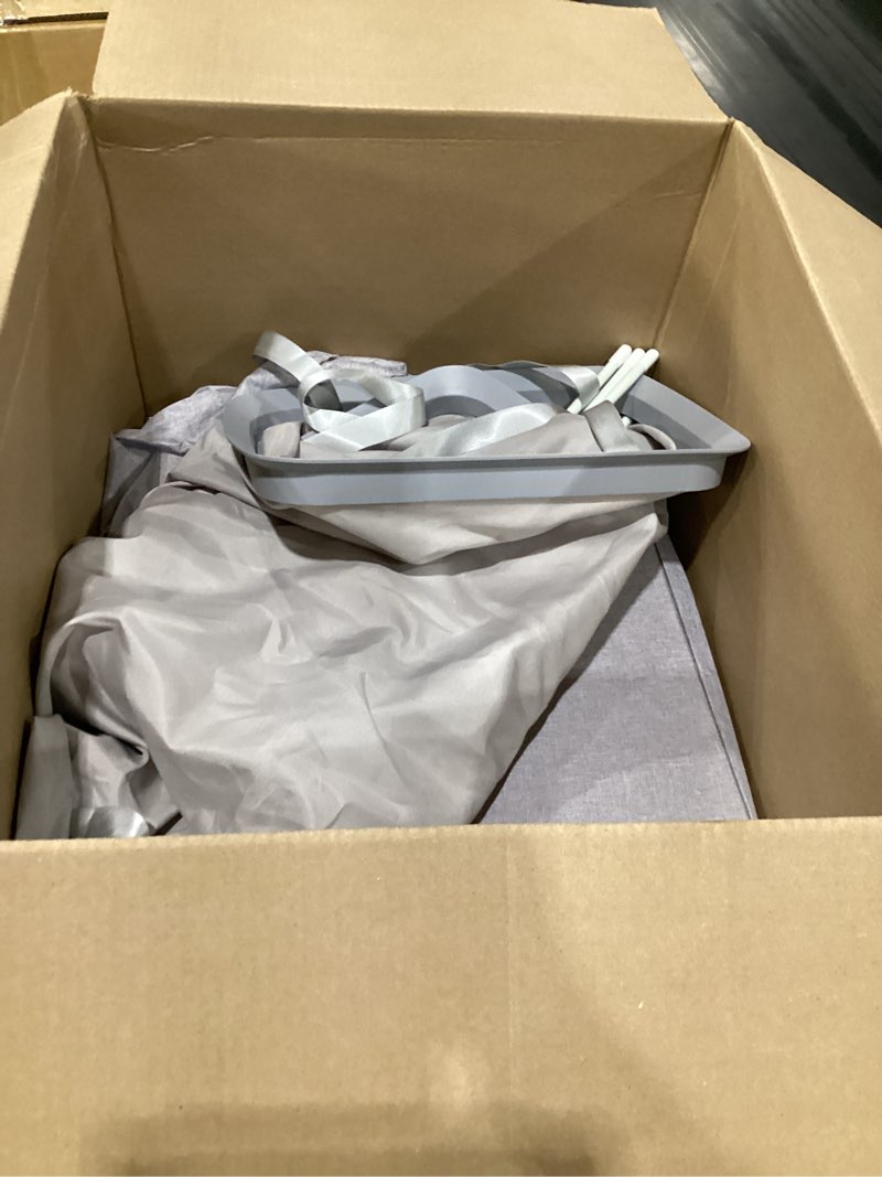 Condition photo showing As Is for songmics laundry basket, 44.9 gal. laundry hamper, 2 compartments, easy assembly, with lid and handles, removable inner bags, 22 x 15.7 x 29.5 inches, dove gray ulcb813g01 170 l (2-section) dove gray