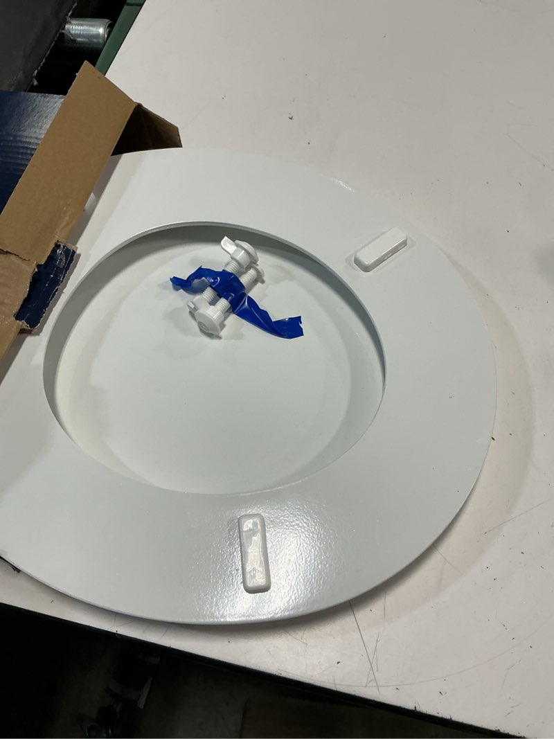 Condition photo showing As Is for project source wood white round toilet seat 