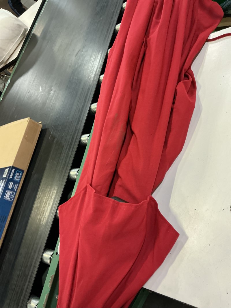 Condition photo showing As Is for ayge 9ft large outdoor patio umbrella market table umbrella-uv resistant, easy push button tilt and crank, 8 sturdy fiberglass ribs heavy-duty pool umbrella for deck, backyard,garden,red 9ft red