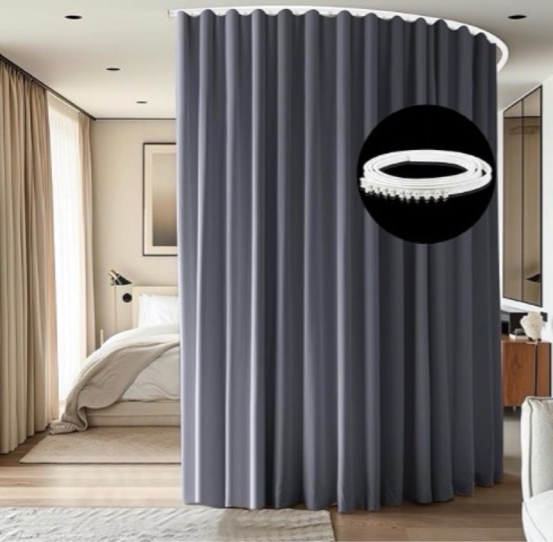 Doeiez Room Divider Blackout Curtains Flexible Sliding Tracks Sets Ceiling Mounted Rod Window Curtai