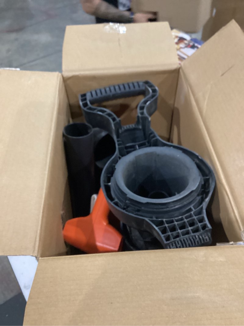 Condition photo showing As Is for black+decker leaf blower leaf vacuum and leaf mulcher 3-in-1, electric blowers for lawn care, 12 amp, 250 mph, 400 cfm (bv6000) 250 mph blower - disposable system