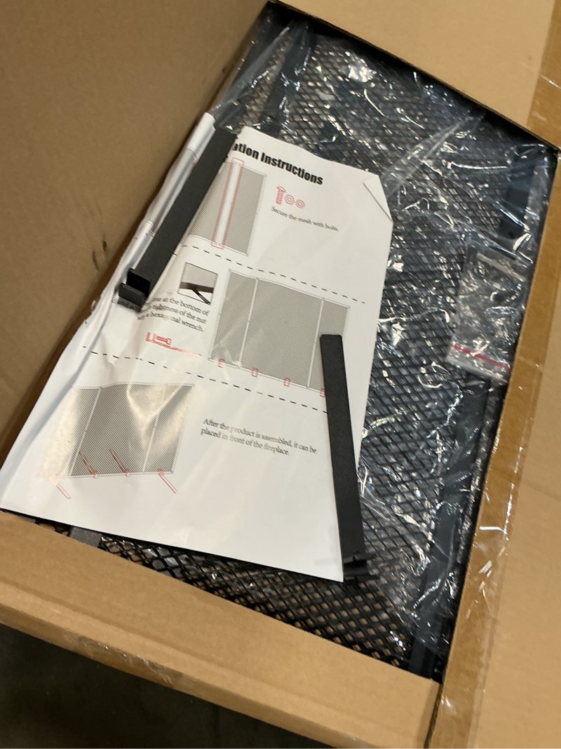 Condition photo showing New/Like New for fireplace screen 36.6" wide x 28" high forged iron metal decoration fireproof mars protective cover fireplace safety fireproof net protective cover