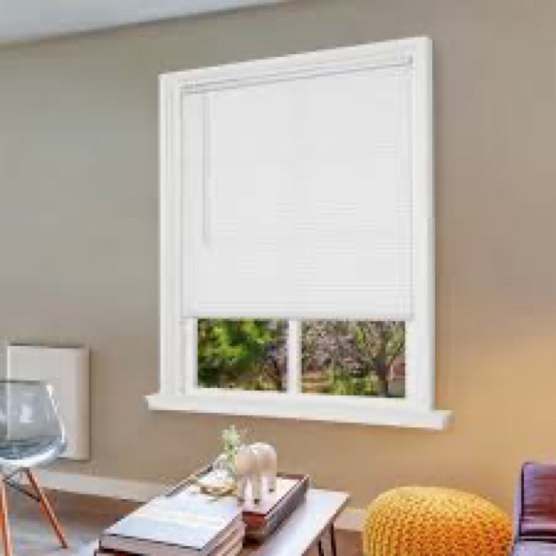 Projec source 1-in cordless vinyl mini blind  27inx64in white