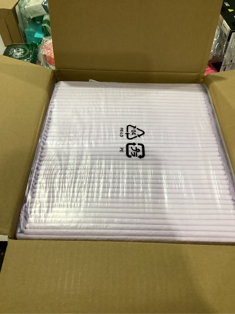 Condition photo showing New/Like New for amazon basics cat litter pee pads, super absorbent, odor control with lemon scent, disposable, universal fit for multi cat litter box, purple and white, 40-pack