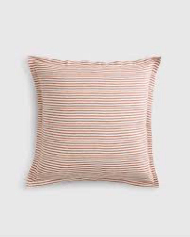 european linen euro sham, terracotta/white stripe, euro