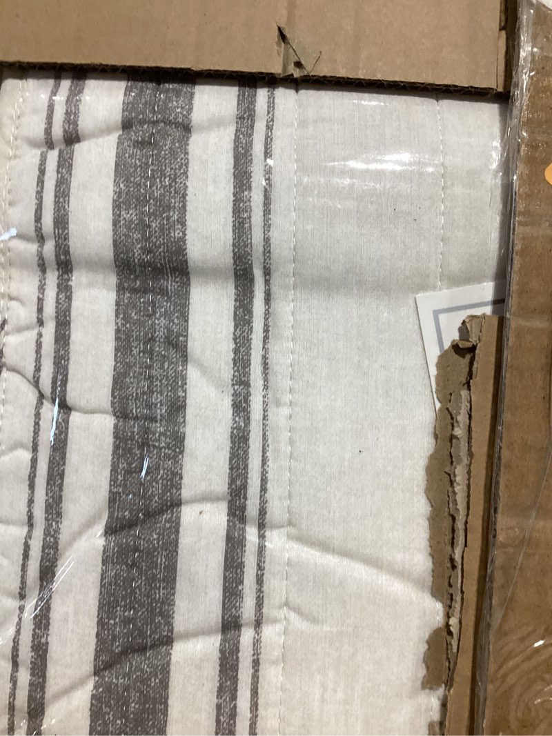 Lush Decor Farmhouse Stripe Reversible Cotton Quilt Queen Size 3 Piece Set Full/Queen Gray - Farmhou