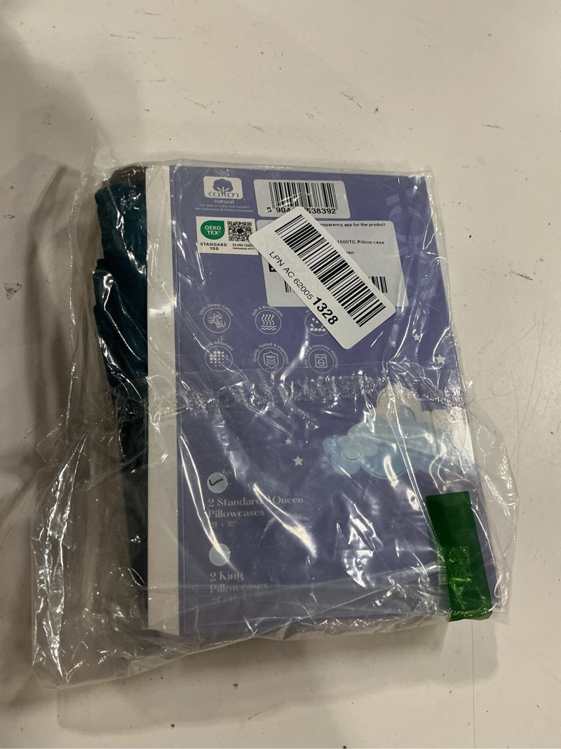 Condition photo showing New/Like New for XOOX Linen 100% Egyptian Cotton Queen Pillow Cases Set of 2 - Luxury 1500 High Thread Count Teal Cotton Pillowcases Standard/Queen Size, Silky Soft, Cooling, Breathable Hotel Quality Pillow Cover Standard / Queen Pillowcases Teal