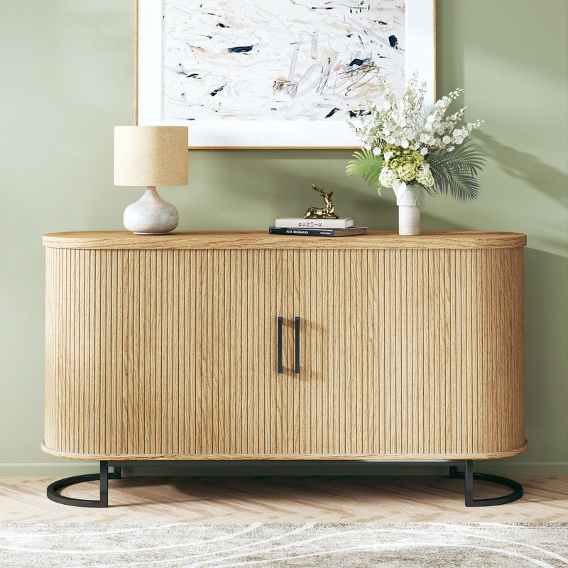 Wood Tambour Door Sideboard