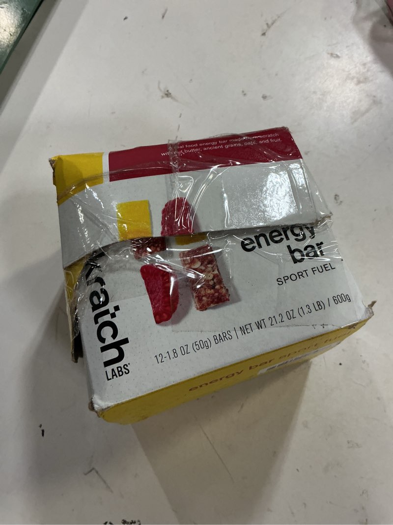 Condition photo showing New/Like New for (best by:11/nov/2026)skratch labs energy bar | raspberry + lemon (12 pack) | plant based healthy snack | low sugar - 4g protein | non-gmo, gluten free, soy free, vegan, kosher