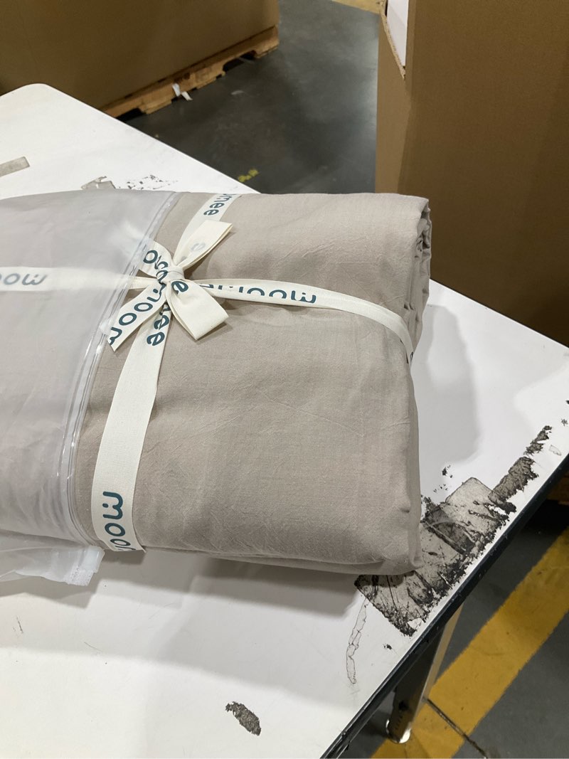 Condition photo showing New/Like New for moomee bedding duvet cover set 100% washed cotton linen like textured breathable durable soft comfy (heathered tannish linen grey, king 104"x90") heathered tannish linen grey (no comforter) king (104"x90")