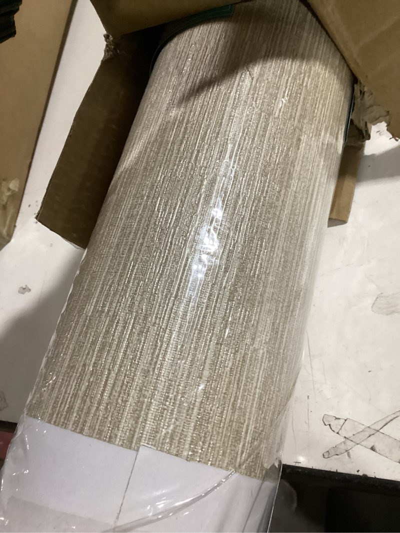 Condition photo showing Good Condition for Haimin Grasscloth Wallpaper Peel and Stick 20.9in X 393in Fabric Contact Paper Wall Paper Textured Wallpaper Horizontal Stripes Look Self-Adhesive Thick Vinyl Embossed (Beige)