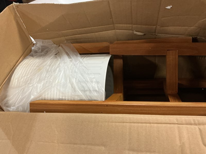 Condition photo showing Good Condition for 2-Piece White Metal Planter Set with Wood Stand, Indoor Mid Century Modern Planters with Drainage, 8" & 10"