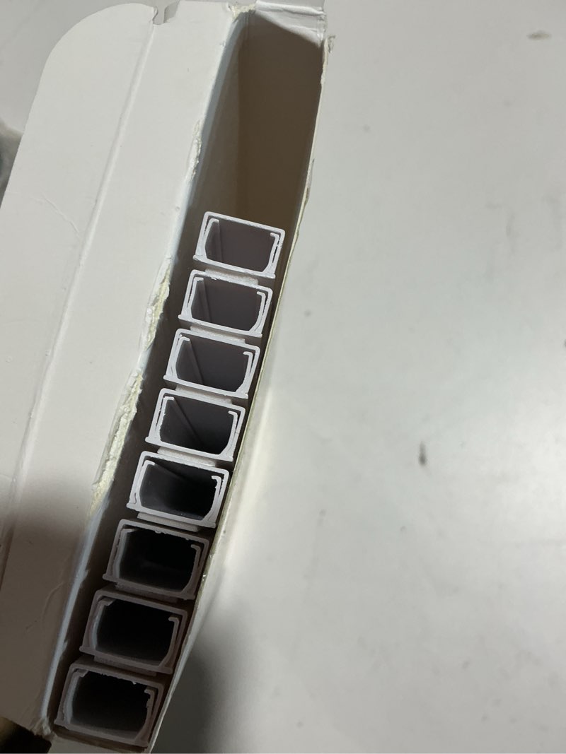 Condition photo showing As Is for Yecaye Cord Hider, 113in One-Cord Cable Concealer, Cord Covers for Wires on Wall, Easy Install Cable Management Kit for 2 Small Wires, Cables Raceway Home Office, W0.59in H0.4in, White Small White