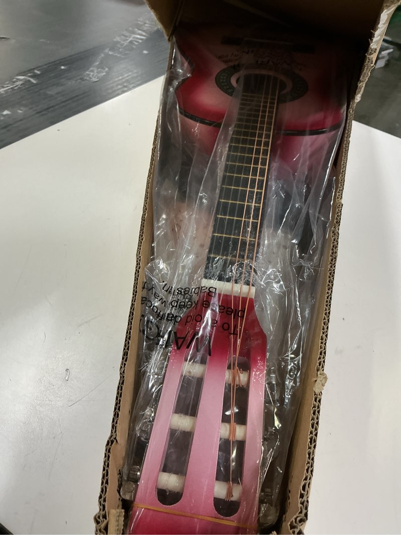 Condition photo showing New/Like New for ADM Beginner Acoustic Classical Guitar 30 Inch Nylon Strings Wooden Guitar Bundle Kit for Kid Boy Girl Student Youth Guitarra Online Lessons with Gig Bag, Strap, Tuner, Extra Strings, Picks,Pink 1 30 Inch Hot Pink