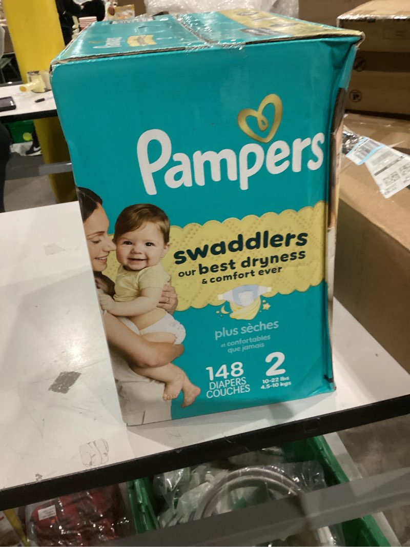 Condition photo showing New/Like New for Pampers Swaddlers Diapers, Size 2 (10-22 lbs), 148 Count, Absorbent, Keeps Baby Dry and Comfortable, Skin Safe Disposable Baby Diaper Size 2 148