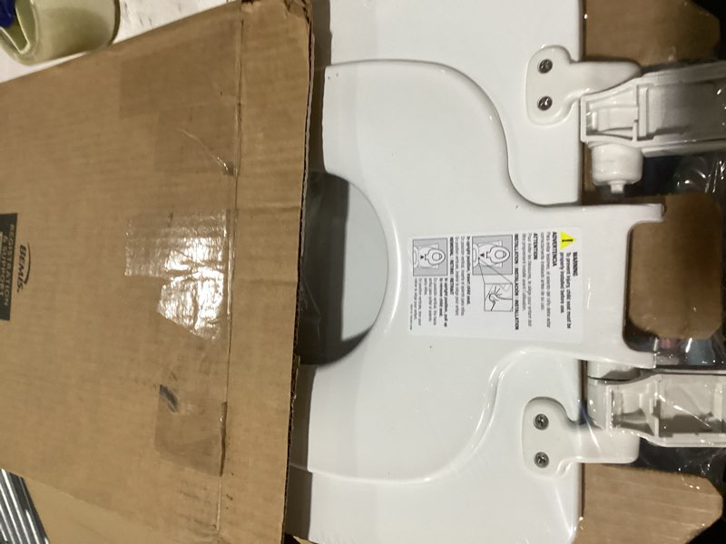 Condition photo showing As Is for mayfair nextstep2 toilet seat with built-in potty training seat, slow-close, removable that will never loosen, elongated, white elongated 1