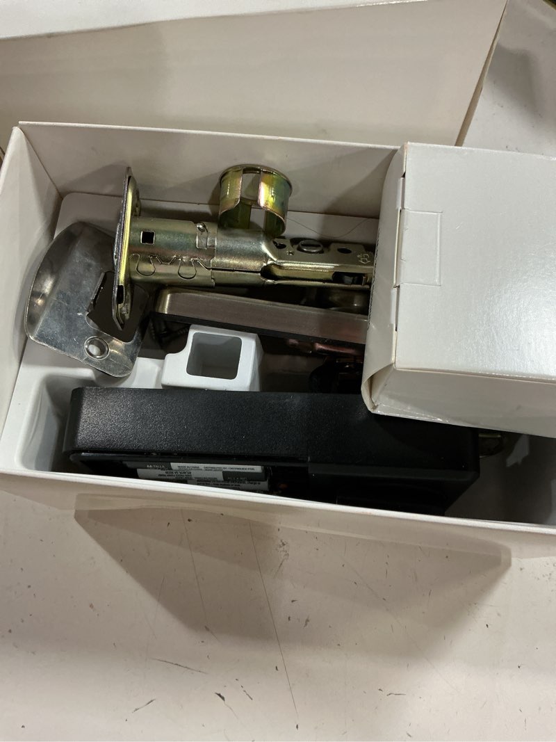Condition photo showing As Is for defiant square compact satin nickel electronic single cylinder deadbolt wi-fi enabled powered by hubspace