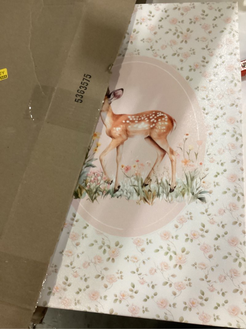 Condition photo showing Good Condition for 3Pcs Framed Vintage Nursery Wall Art Children's Cute Goose Rabbit Deer Wall Decor Pictures Rustic Floral Botanical Animal Posters Prints for Baby Girls Bedoom Home Decoration 16X24in Canvas 16x24in