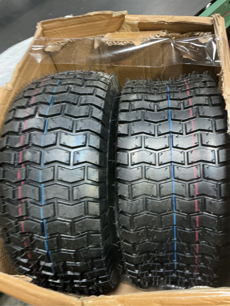 Condition photo showing Good Condition for gicool 16x6.50-8 tubeless tire and wheel, 16x6.5-8" lawn mower tires, 3"-4.5" offset hub, 3/4" or 5/8" bearing, universal fit riding mower and garden tractor front wheels, 4 ply, turf pattern, 2 pack 16x6.50-8 tubeless (3" offset hub)