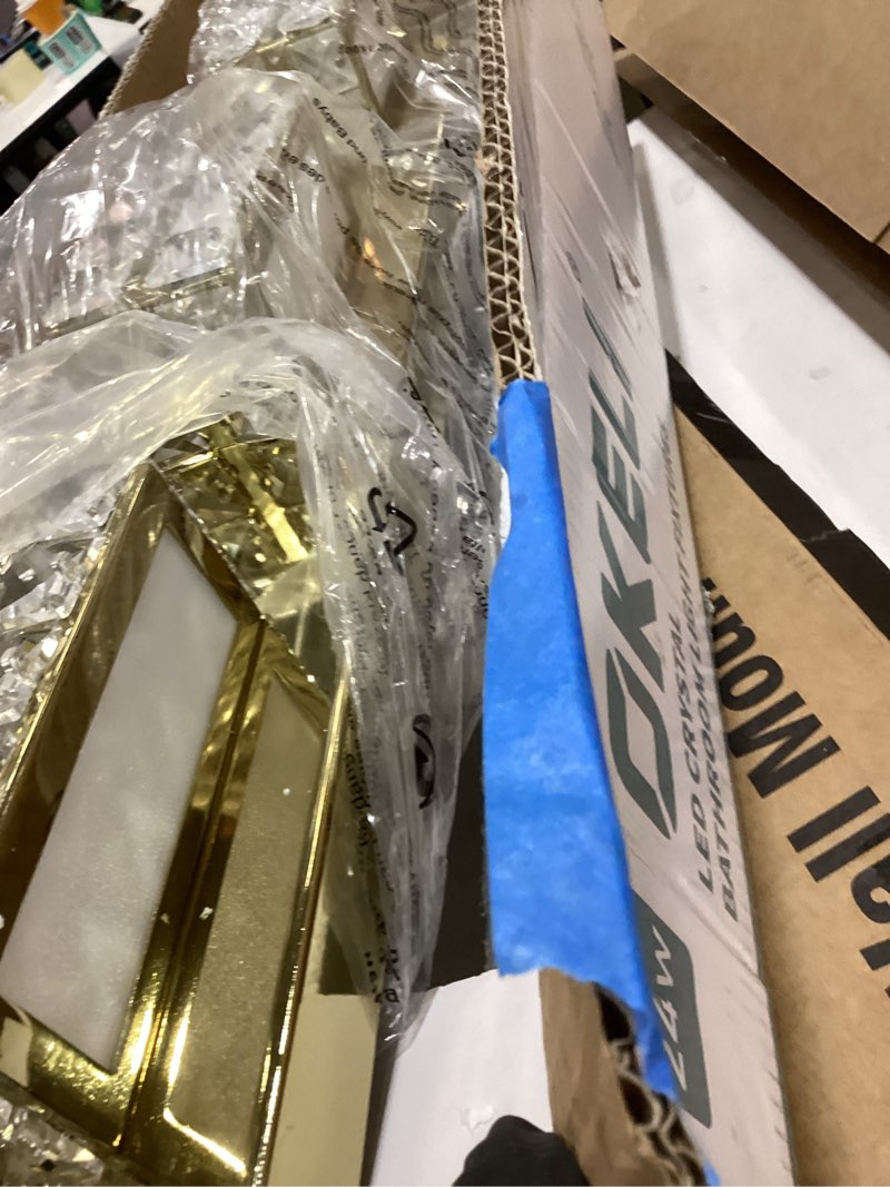 Condition photo showing Good Condition for OKELI Crystal Vanity Lights LED Bathroom Vanity Light Fixture Over Mirror Modern Indoor Gold Lamp, 6