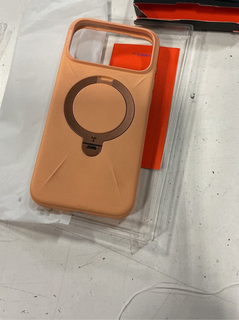 Condition photo showing Good Condition for TORRAS Q3 Silicone 360 Spin for iPhone 17 Pro Case with Stand, Fit for MagSafe, Magnetic Ring Stand with Camera Control, Liquid Silicone Rubber Soft Phone Case for iPhone 17 Pro 6.3'', Pastel Orange Pastel Orange for iPhone 17 Pro 6.3''