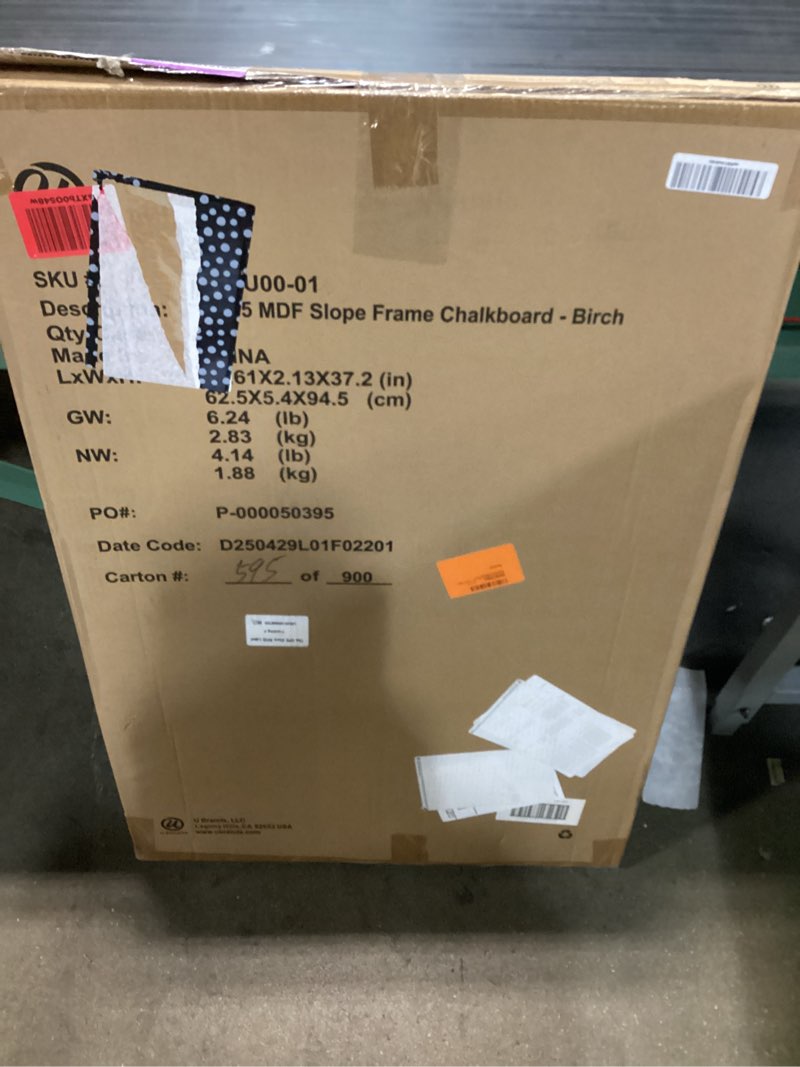 Condition photo showing New/Like New for u brands chalkboard, 24" x 36", birch wood frame, blackboard surface, wall mountable, dry erase board, home, classroom & office organization, memo & message board