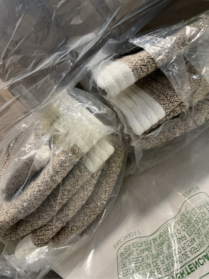 Condition photo showing Good Condition for 5-Pack Small Woven Rope Storage Baskets – 2 Sizes Organizer Bins for Closet, Shelf, Bookshelf, Nursery, Changing Table, Fabric Cube Boxes, Rectangular Shallow Bins for Bathroom, Toy & Home 11.81*7.48*4.72'' & 5.91*5.91*2.56'' Natural & White