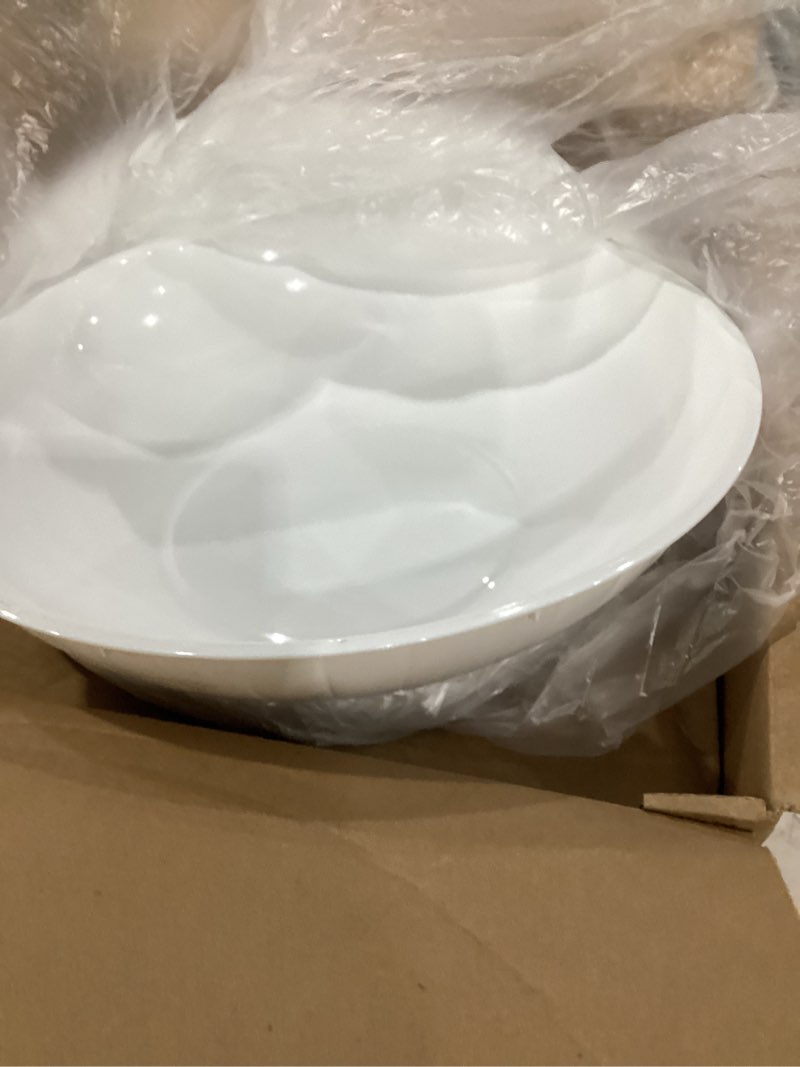Condition photo showing Good Condition for hioasis 24 pack plastic serving bowls 128oz white plastic bowls heavy duty disposable serving bowls for party snack & salad & candy & bar buffet