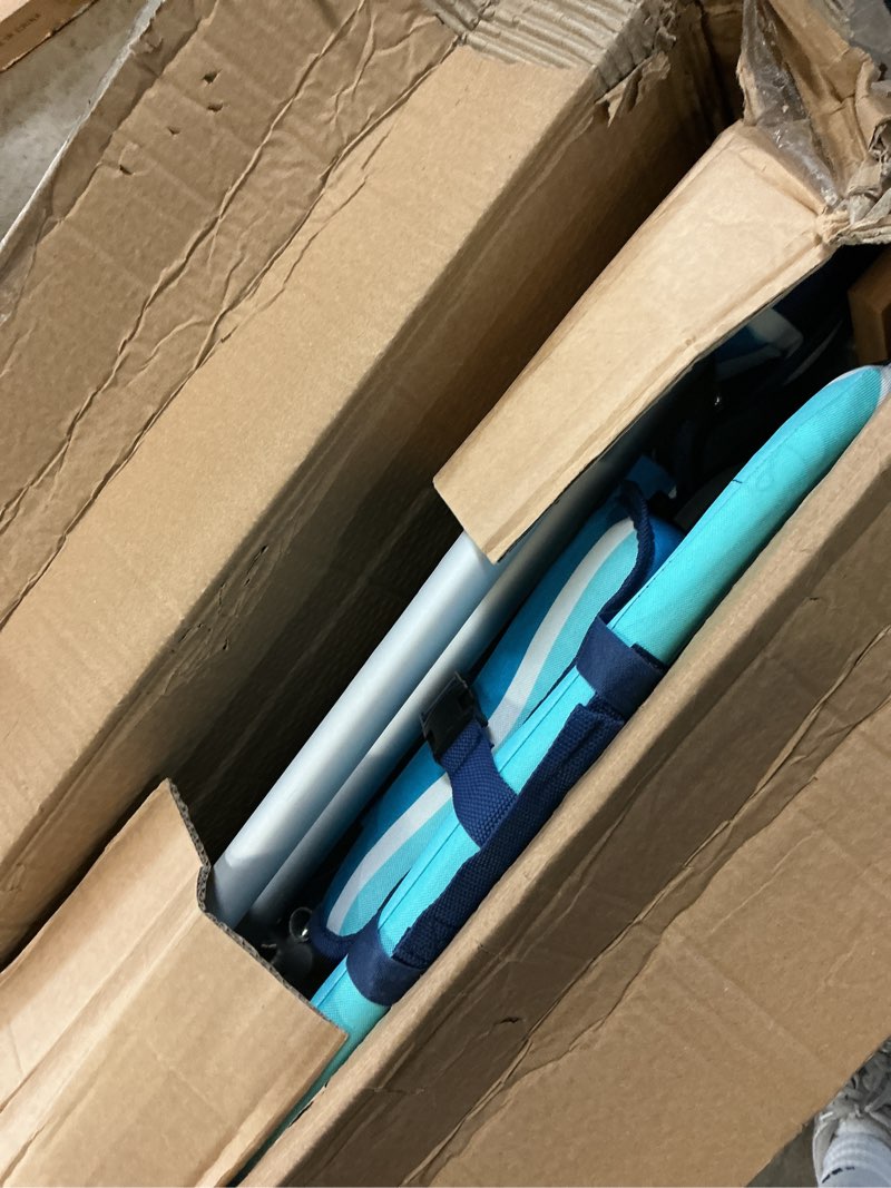 Condition photo showing As Is for Tommy Bahama Hi-Boy 17" Seat Height 4-Position Lace-Up Suspension Folding Beach Backpack Chair Logo Stripe 2-Pack