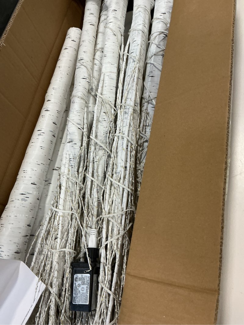 Condition photo showing Good Condition for 2 Pack 4FT Lighted Birch Tree, Birch Tree with Fairy Lights, Warm White Christmas Decorations for Home Bedroom Party Wedding Holiday Room Indoor Outdoor Decor 2pack 4ft