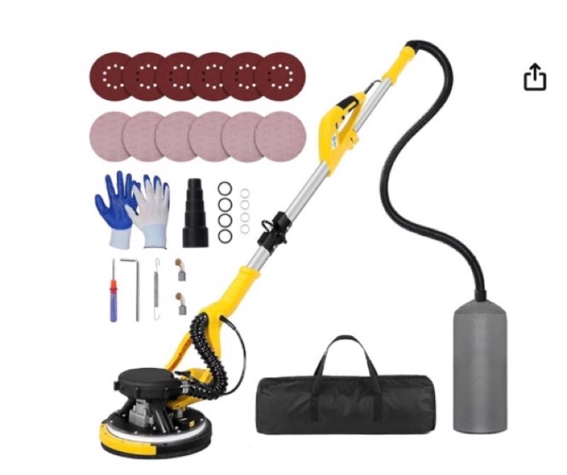 Drywall Sander Tool, KUPERIA 8.5 Amp Popcorn Ceiling Removal Tool with 7 Variable Speed 800-1800RPM, Electric Drywall Sander with Extendable Handle, LED Light,6 Basic Sand Paper & 6 Grid Sandpaper