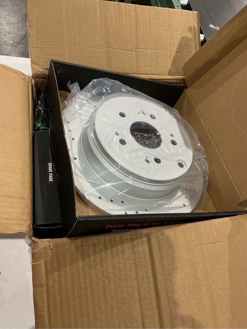 Condition photo showing Good Condition for motorevo rear brake kit for cr-v 2005-2016, 305mm12in geomet coated & drilled, slotted back rotors and ceramic brake pads universal fits 2005 2006 2007 2008 2009 2010 2011 2012 2013 2014 2015 2016 rear 2005-2016 all models 305mm rear