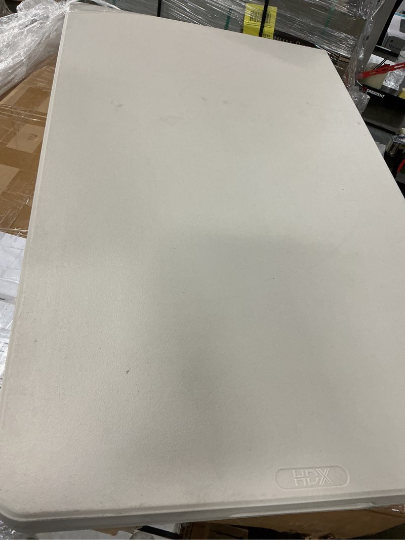 Condition photo showing Good Condition for hdx 8 ft. rectangle almond resin top folding utility table seats 8
