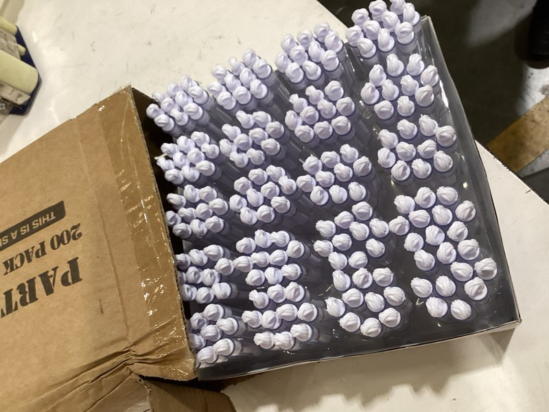 Condition photo showing Good Condition for 200 pack mini bubble wands, white bubble stick toy bulk for wedding supplies, anniversaries, valentine's day gift, celebrations, wedding send off, party favor for couple, guests, kid, boy and girl