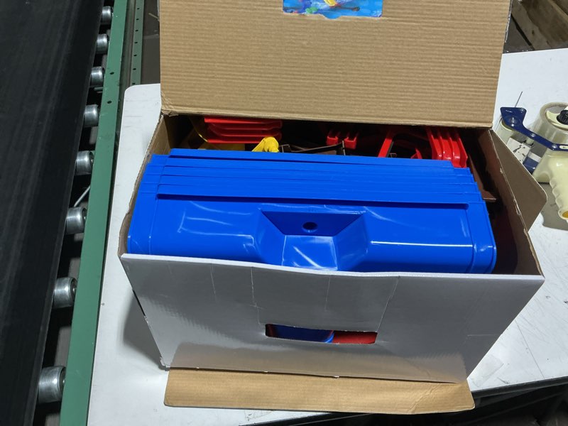 Condition photo showing Good Condition for 2-tier kids watermill water table toys, 124pcs water park playset with pump, waterwheel, summer outdoor water toys waterways for backyard,lawn,beach,pool,gifts for boys girls toddlers 3-5 4-8