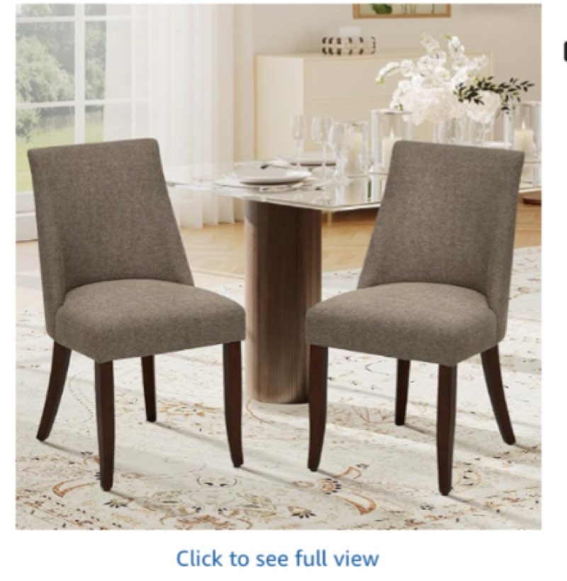 COLAMY Upholstered Dining Chairs Set of 2, Mid Century Modern Kitchen Chairs with Back, Farmhouse Fabric Side Dining Room Chairs with Wood Legs for Dining Room Restaurant, Beige Beige Set of 2 Upholstered Dining Chairs
