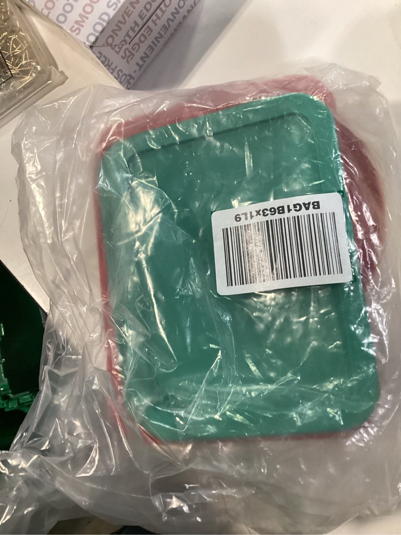 Condition photo showing Good Condition for Replacement Lids for Pyrex (1) 7202-PC 1 Cup Green (2) 7200-PC 2 Cup Orange (2) 7201-PC 4 Cup Blue (1) 7402-PC 6/7 Cup Red (2) 7210-PC 3 Cup Light Green (1) 7211-PC 6 Cup Red Round Rectangle Bundle 2