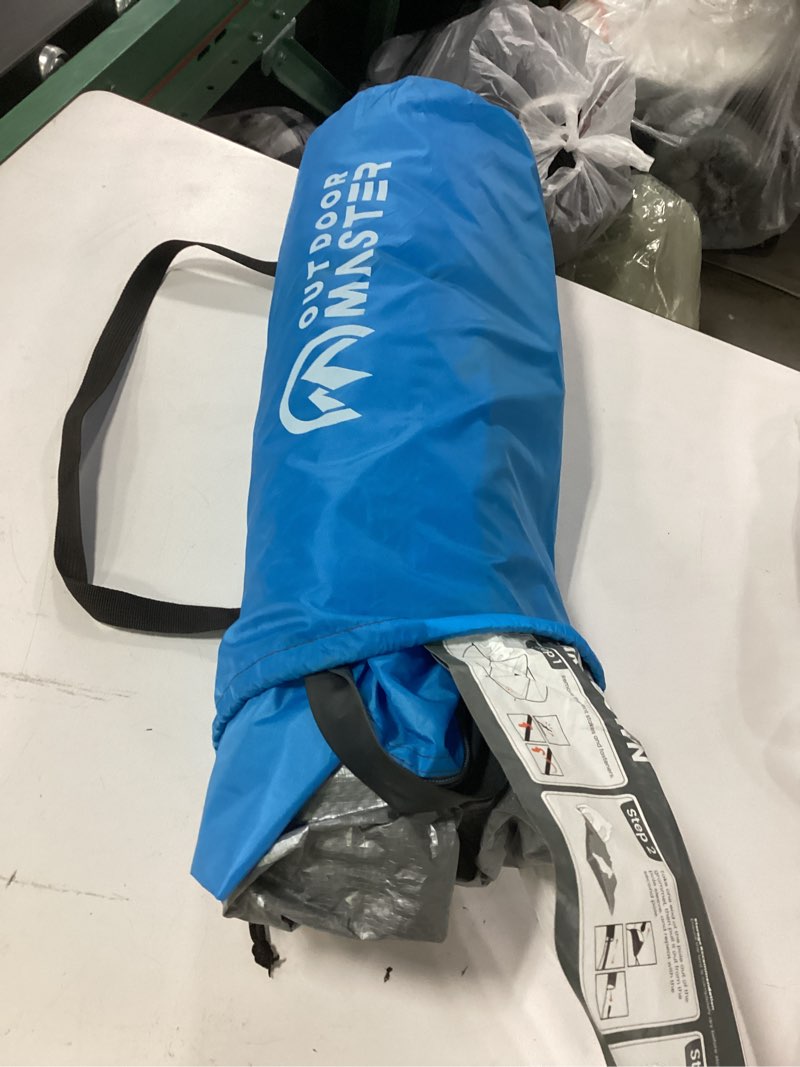 outdoormaster pop up beach tent for 4 person - easy setup and portable beach shade sun shelter canopy with upf 50+ uv protection removable skylight family size - blue+gray