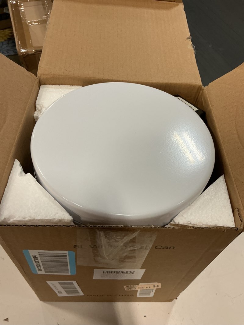 Condition photo showing Good Condition for 5 L Round Step Pet Trash with Lid,Mini Metal Pedal Bin,Small Garbage Can Wastebasket for Home,Car or Office?White