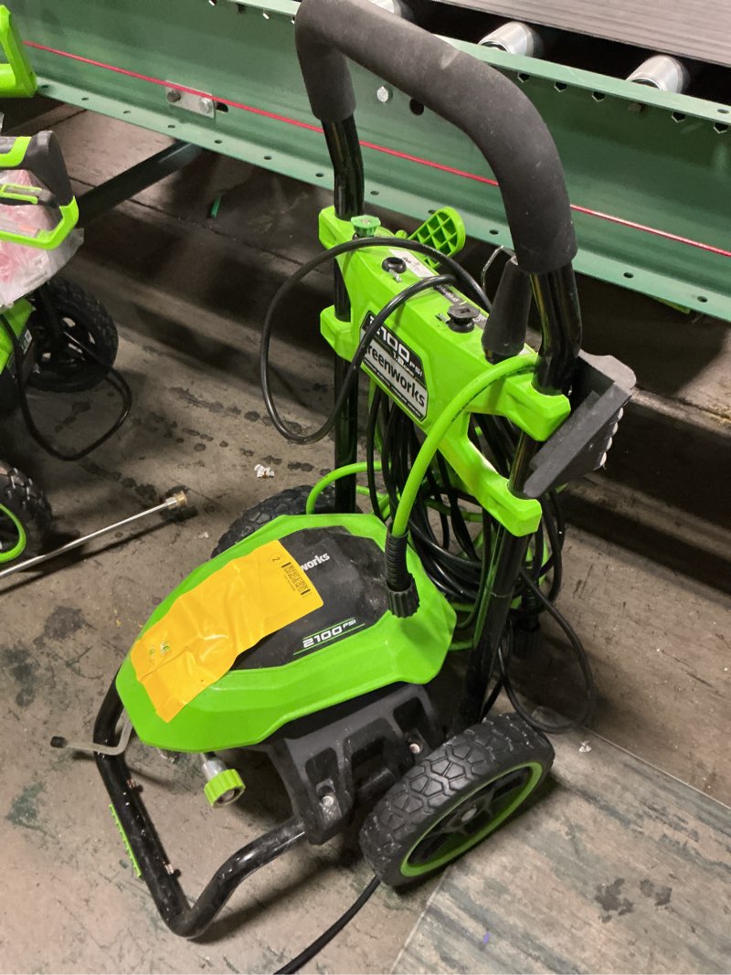 Condition photo showing As Is for greenworks 1900 psi (1.2 gpm) pressure washer (pwma certified)