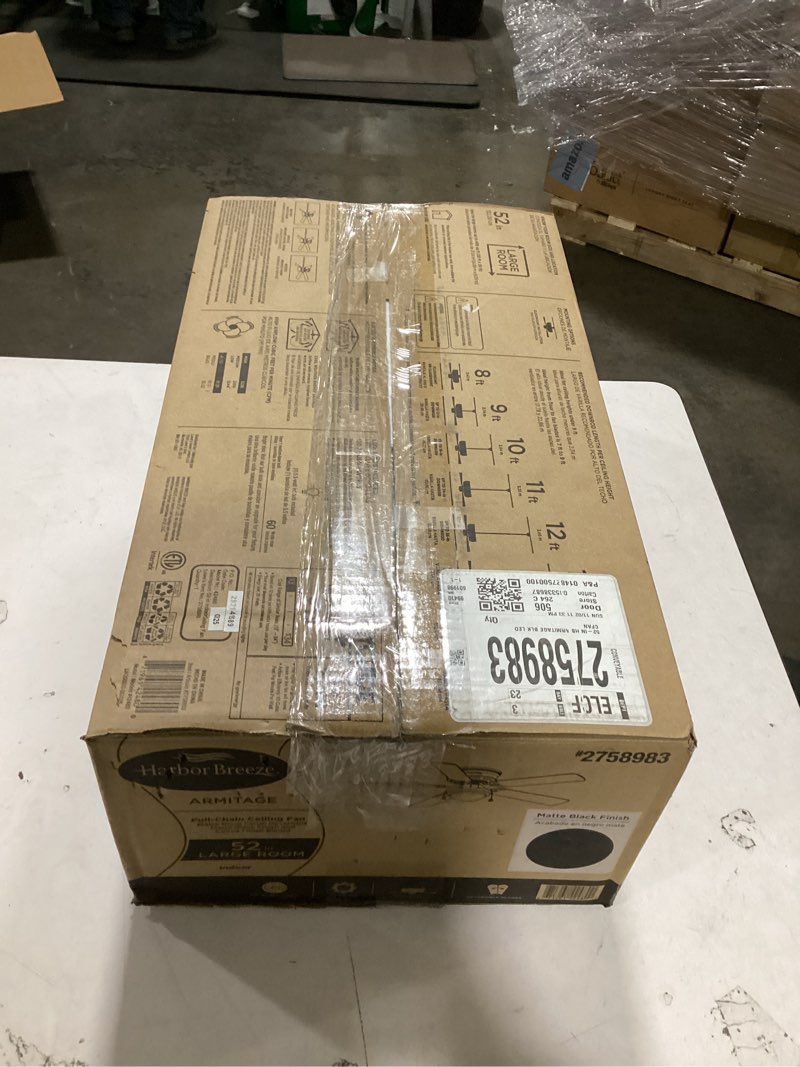 Condition photo showing Good Condition for Harbor Breeze Armitage 52-in Matte Black with Black/Cocoa Blades Flush Mount Ceiling Fan With