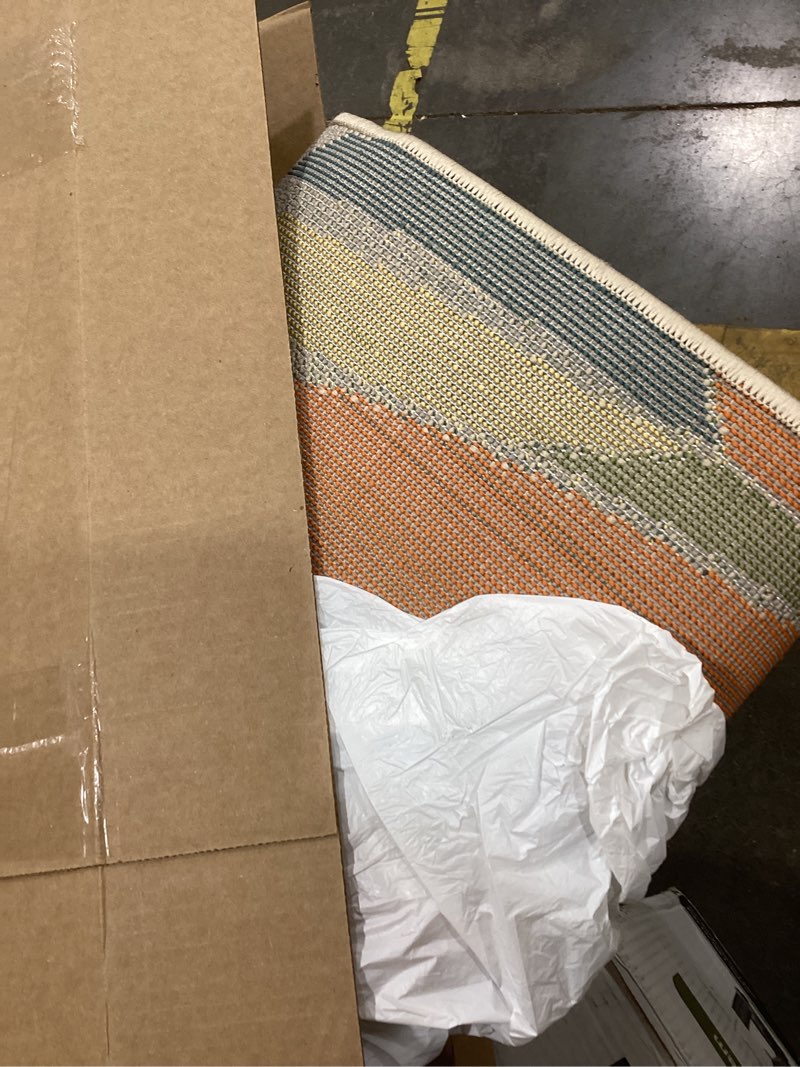 Condition photo showing Good Condition for superior indoor outdoor runner rug, perfect for patio, bedroom, kitchen, living room, entryway, playroom, nursery, carpet cover, abstract geometric modern, leander collection, 2' 3" x 8', cream