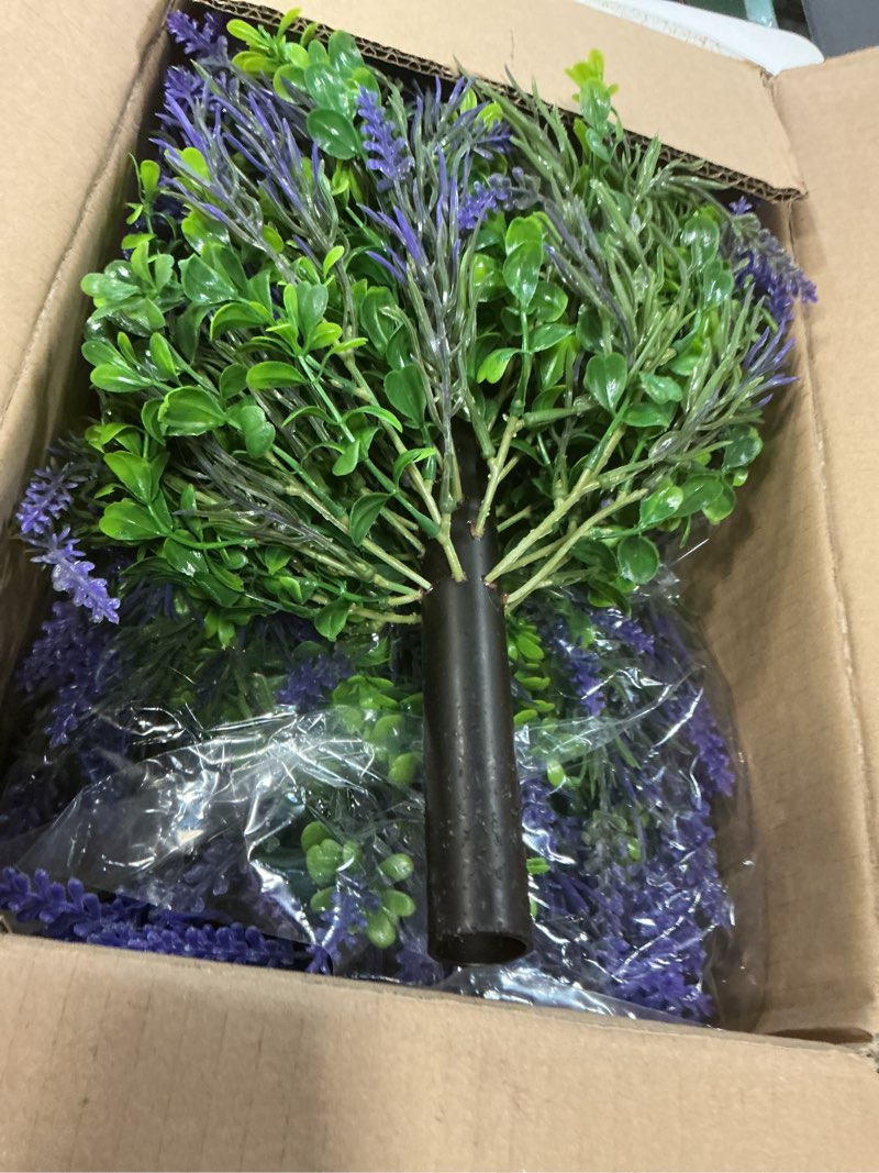 Condition photo showing Good Condition for Artificial Topiary Lavender Ball Tree Outdoor Plants with Ground Spike 22"- UV Resistant Faux Shrubs, Eucalyptus Fake Plants for Indoor & Garden, Yard, Porch, Patio Decor Purple Green