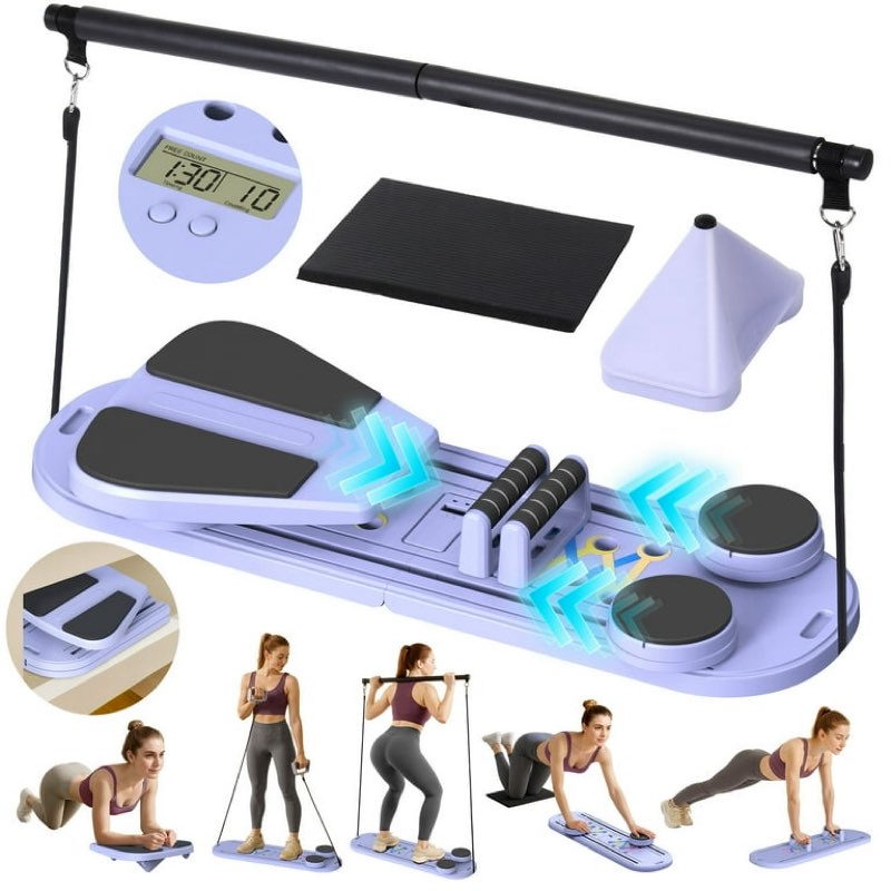 7-in-1 Pilates Board for Home, Foldable Portable Pilates Board Sets for Women with Timer Multi-Purpose for Home Workout, Fitness, Exercise & Abs