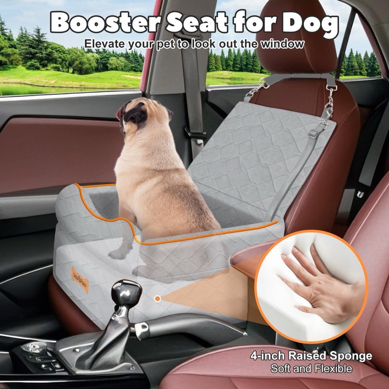 (Similar to stock photo)VavoPaw Small Dog Car Seat, Waterproof Dog Booster Seat with Thick Cushion & Safety Leash, Removable