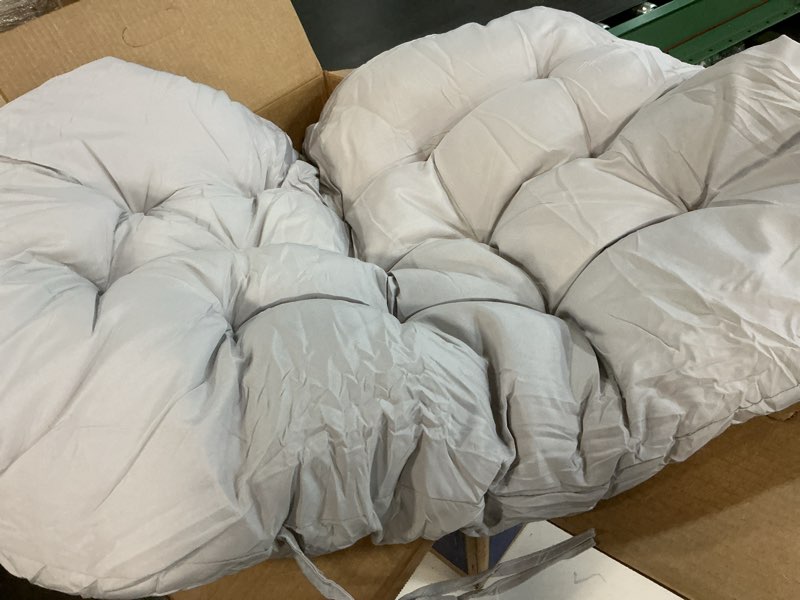 Condition photo showing Good Condition for Thicken Egg Chair Cushion Replacement, Outdoor Hammock Swing Cushions with Ties, Hanging Wicker Basket Seat Pad with High Elasticity PP Cotton, for Garden Patio Porch Furniture (Only Cushion) 32 x 40 in Light Grey