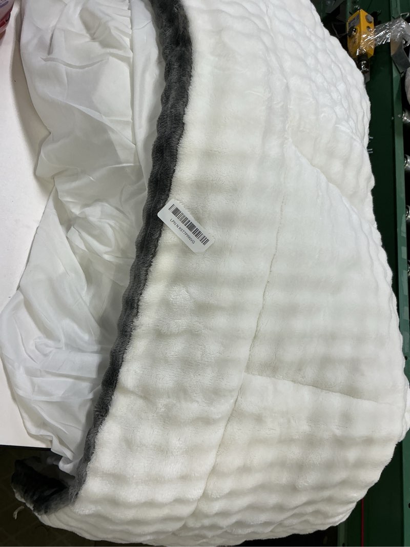 Condition photo showing As Is for Cymula Full Size Mattress Topper for Winter Fleece Bubble Pillow Top Mattress Pad with 8-21 Inch Elasticated Deep Pockets, Plush Down Alternative Fill Warm Fuzzy Mattress Protector, White White Full