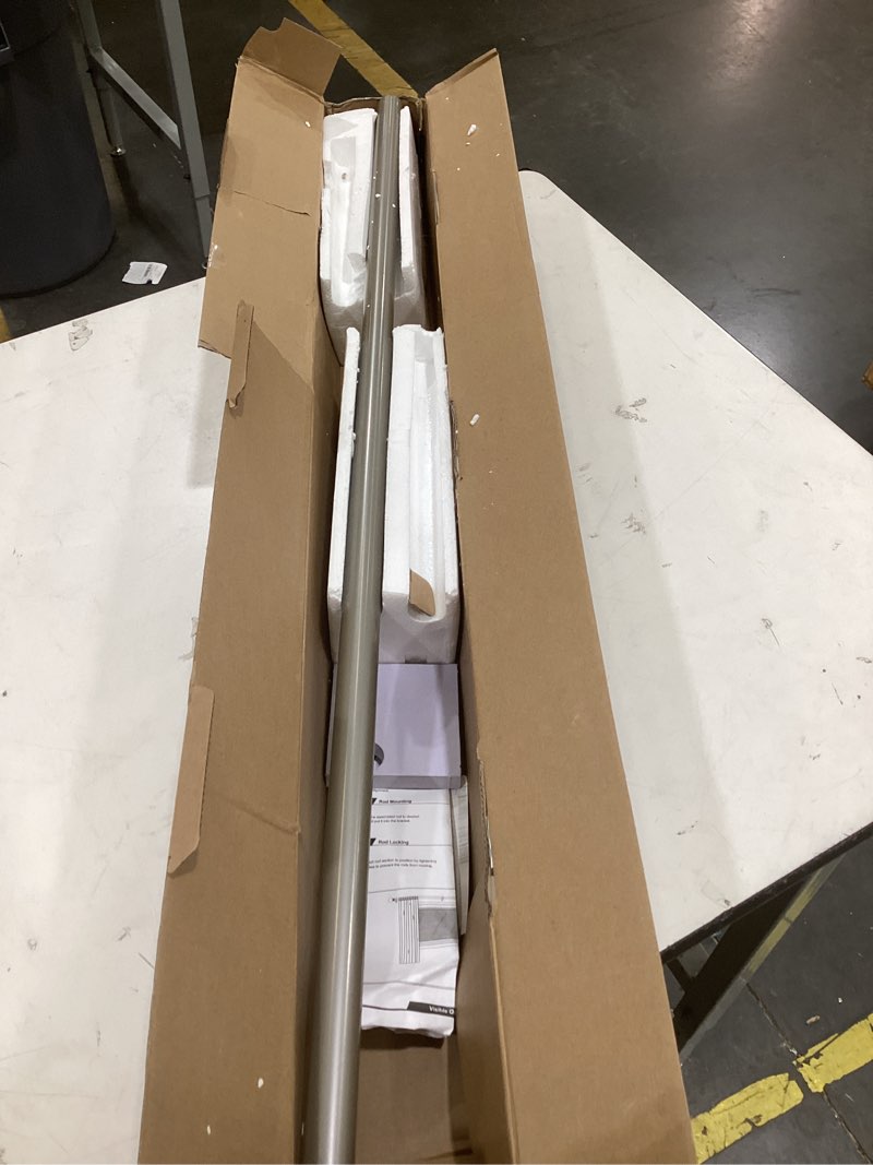 Condition photo showing As Is for kamanina 1 inch curtain rod telescoping single drapery rod 36 to 72 inches (3-6 feet), antique silver curtain rods for windows 24 to 68 inches, netted texture finials antique silver 36-72"