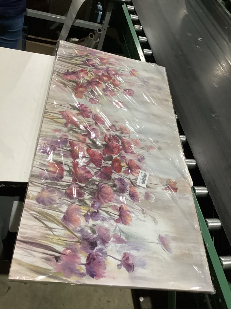 Wild Flower Wall Art Boho Framed Purple Wall Decor Floral Watercolors Flower Canvas Wall Art For Liv