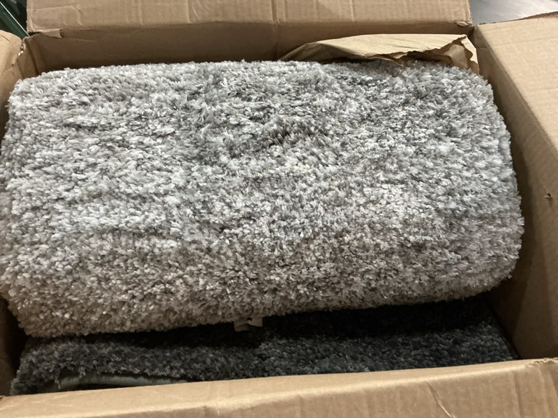 Condition photo showing As Is for OLANLY Bathroom Rugs Mat 59x35, Extra Soft Absorbent Microfiber Bath Rugs, Rubber Backing, Quick Dry, Machine Washable Bath Mats for Bathroom Floor, Tub and Shower, Home Decor Accessories, Grey 59" x 35" Grey